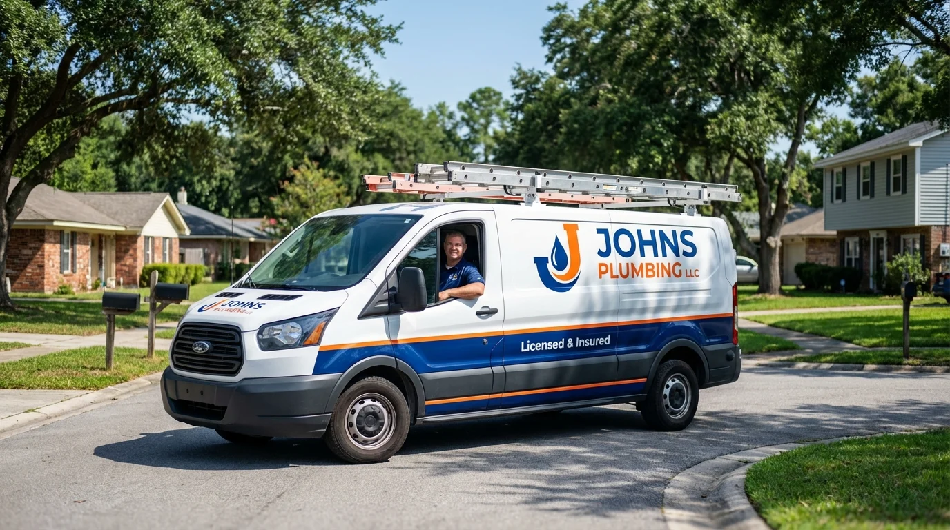 Johns Plumbing LLC service van in Chevy Chase, MD
