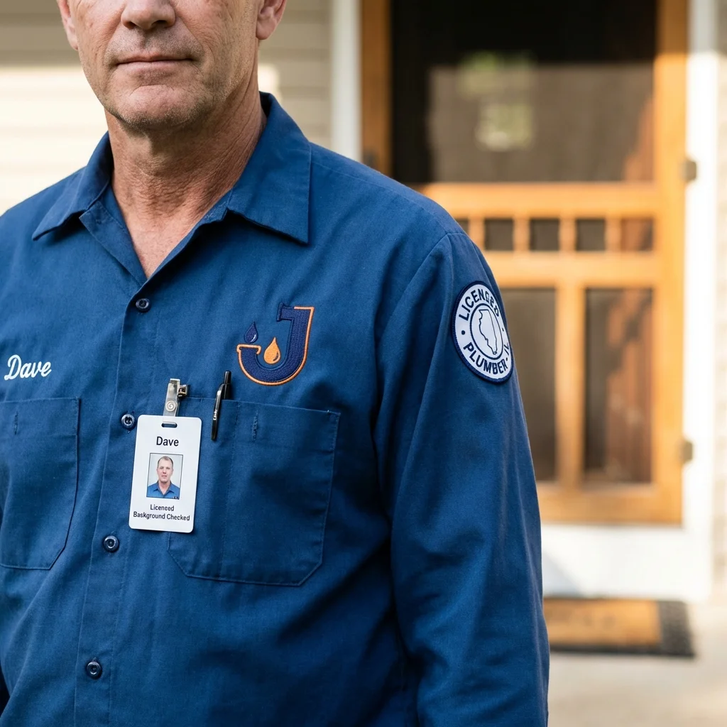 Licensed plumber showing ID badge in Chevy Chase, MD