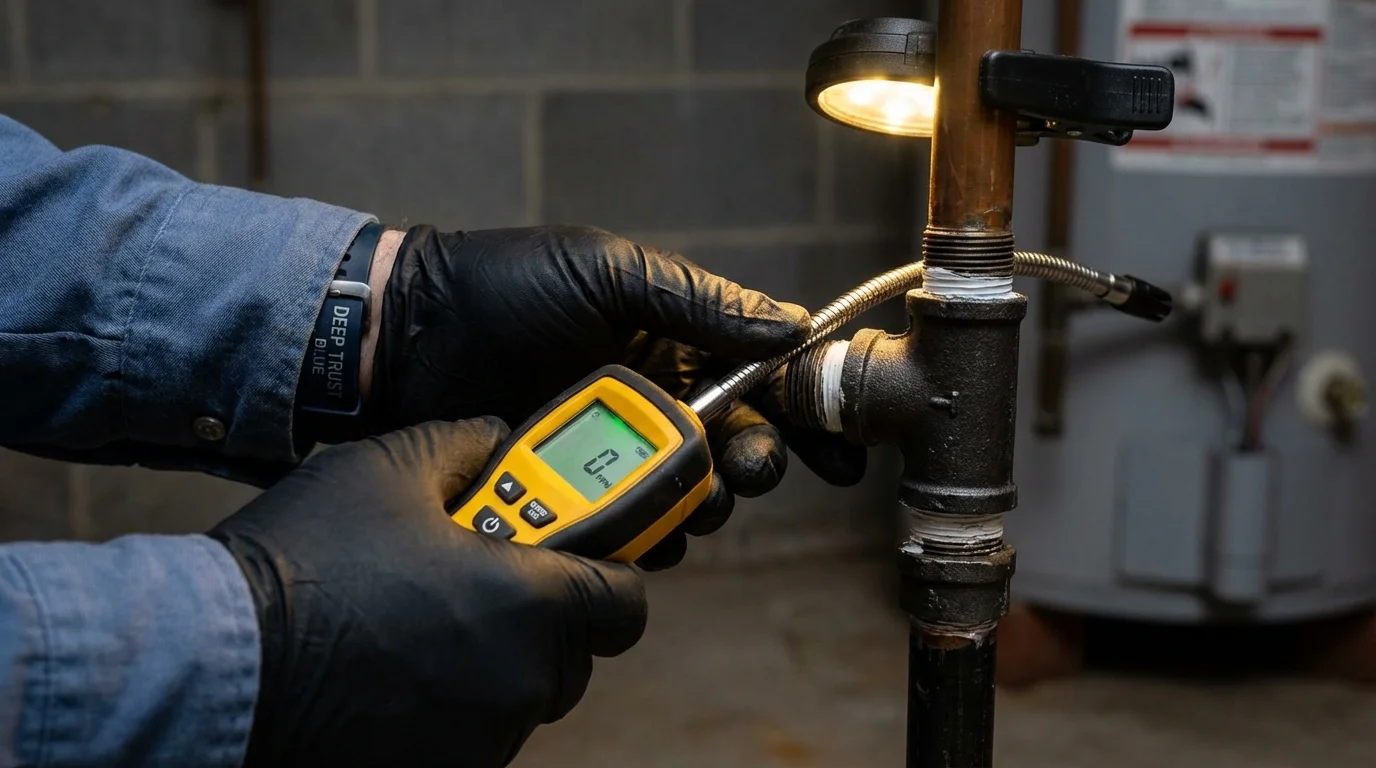 Gas leak detection with electronic sniffer by Johns Plumbing LLC in Chevy Chase